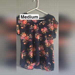 Fomal Blouse Floral Short Sleeve Tee